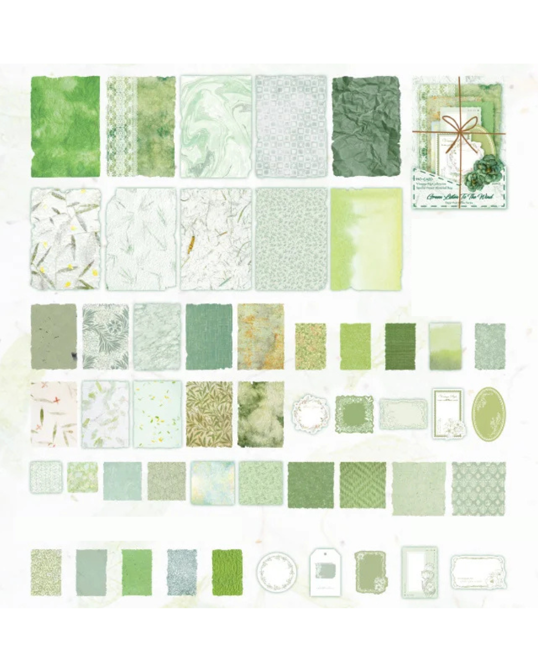 Kit Papel Decorado Verde Natureza - 100 unidades
