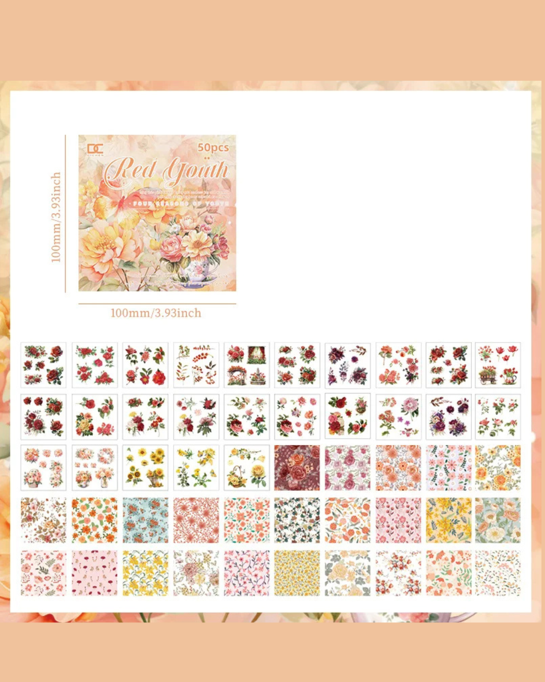 Livro de Adesivos Flores Pequeno - 50 páginas