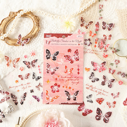 Cartela PET Adesivos Borboletas Poéticas com Efeito Cristal