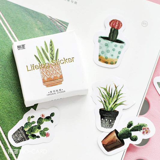 Caixinha de Adesivos Vasos de plantas - 44 adesivos decorativos
