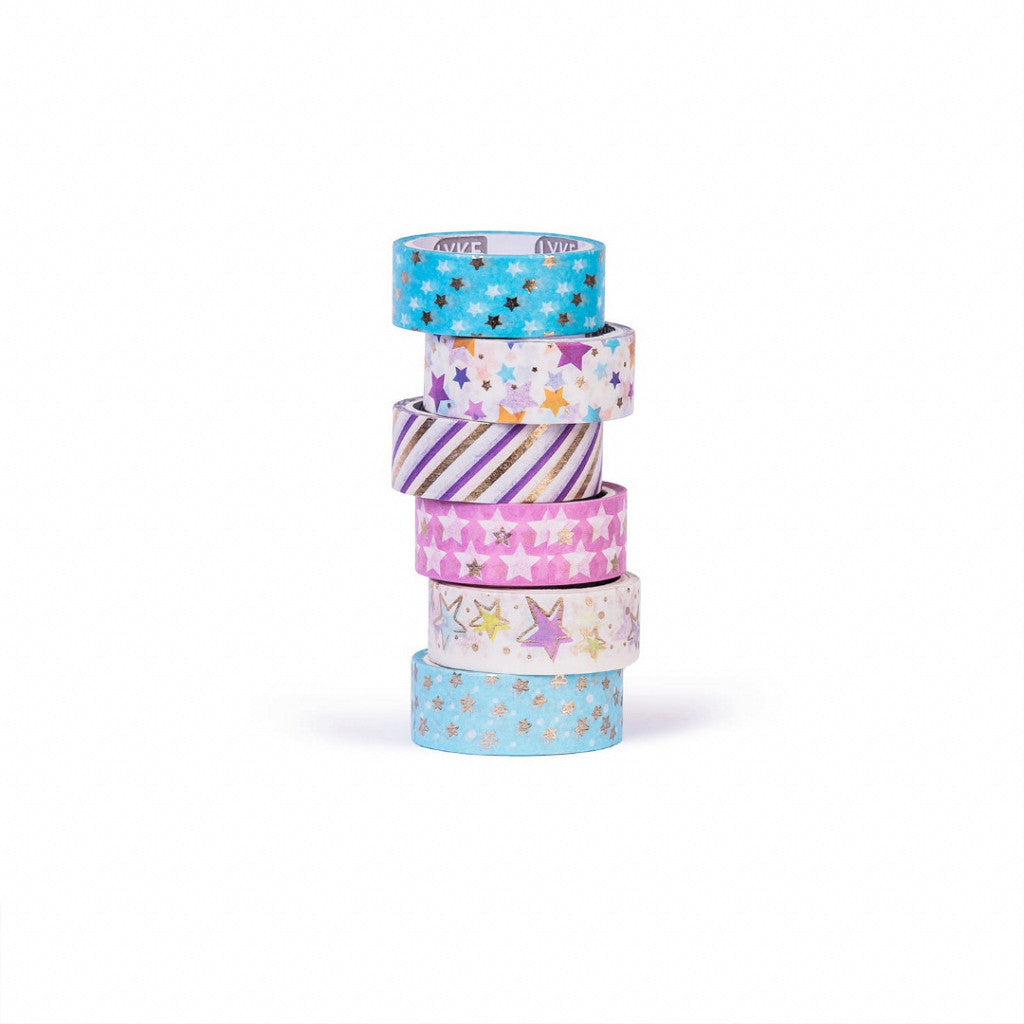 Fita Adesiva - Washi Tape Bls 6 unds (3mx15mm) - Stars