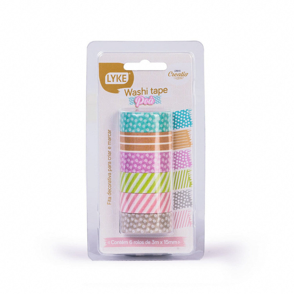 Fita Adesiva - Washi Tape Bls 6 unds (3mx15mm) - Poa