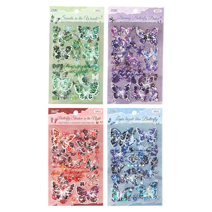 Cartela PET Adesivos Borboletas Poéticas com Efeito Cristal