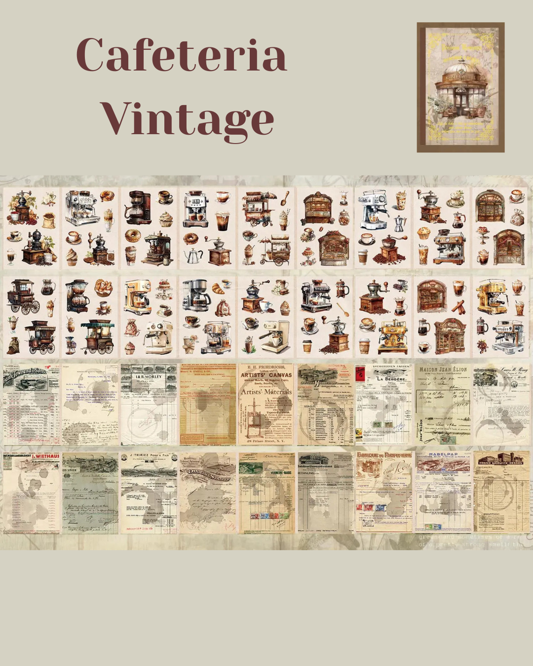Livro de Papéis e Adesivos Retro - 54 páginas
