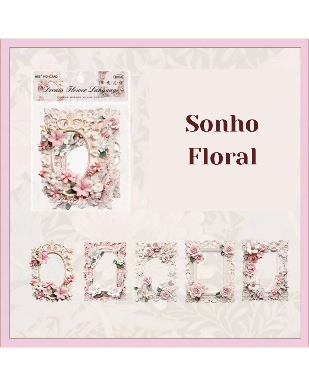 Kit 10 Molduras Florais Vintage