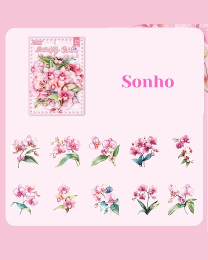 Adesivos Transparentes PET Flores Rosas