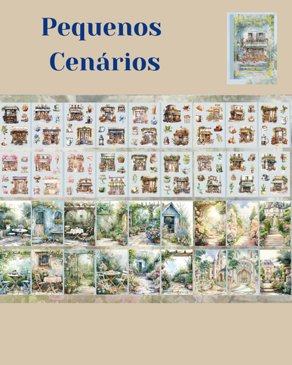 Livro de Papéis e Adesivos Retro - 54 páginas