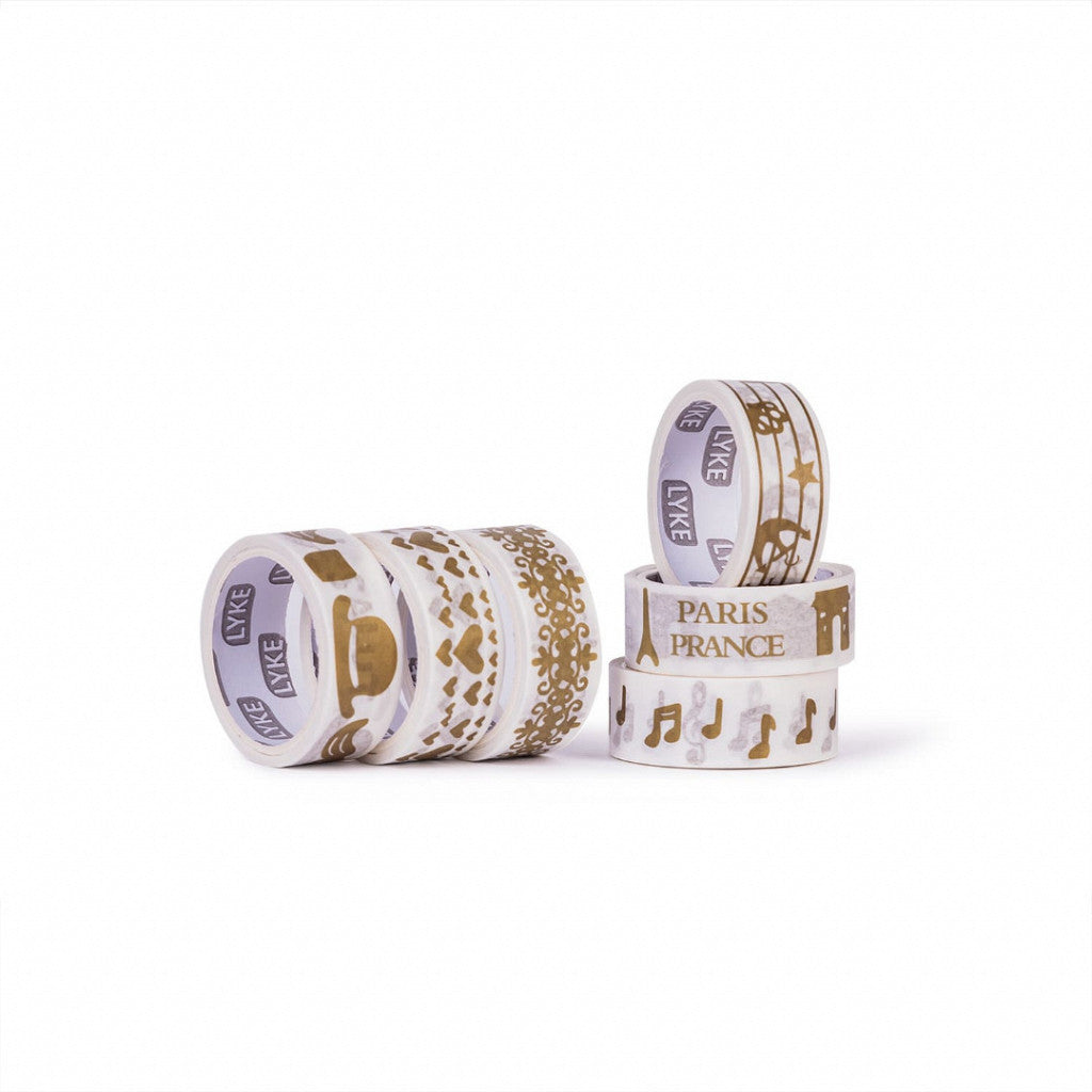 Fita Adesiva - Washi Tape Bls 6 unds (3mx15mm) - Gold