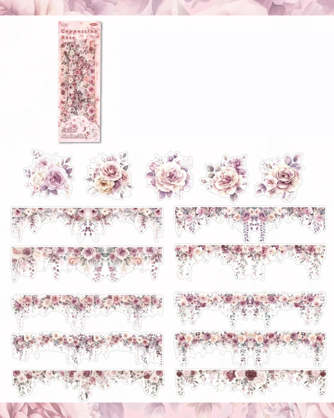 Adesivos Bordas Florais Transparente PET