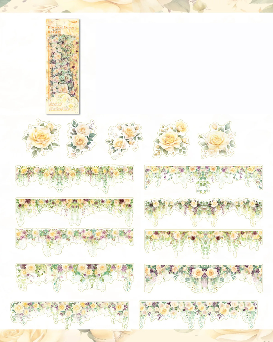 Adesivos Bordas Florais Transparente PET