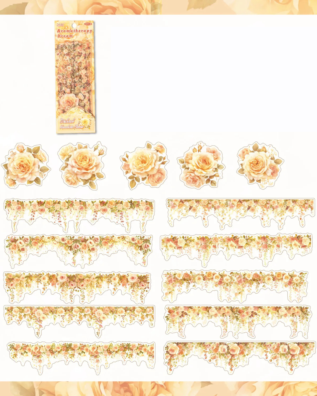 Adesivos Bordas Florais Transparente PET