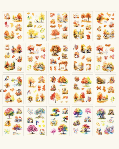 Livro de Adesivos Estações do Ano PET Transparente - 20 páginas