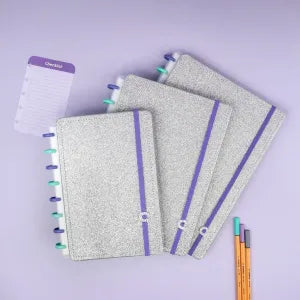 Caderno Inteligente Lets Glitter Silver 2.0 Médio