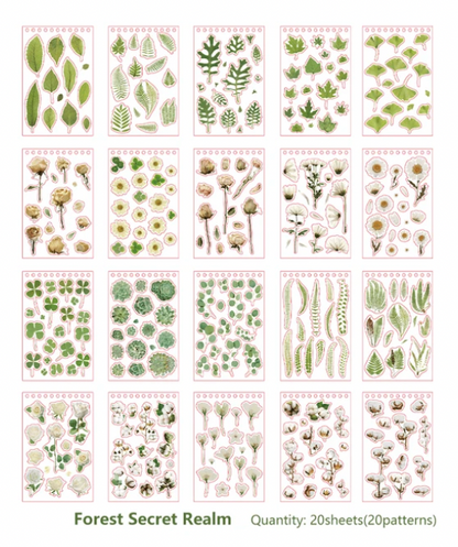 Livro de adesivos decorativo transparente Plantas