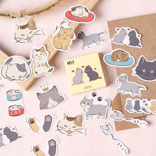 Adesivo na Caixinha Gatos Fofos - 44 adesivos decorativos