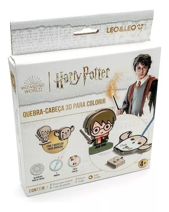 Quebra-Cabeça 3D p/ Colorir Harry Potter Guache Pincel Godê - Leo&Leo