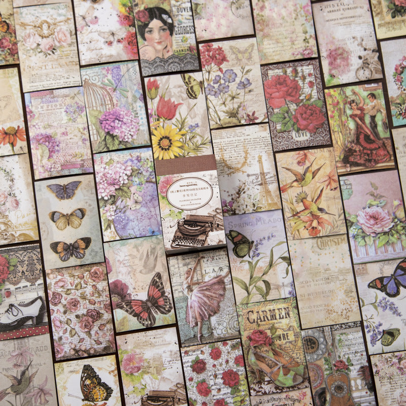Mini Livro Adesivos de Papel Vintage - 100 folhas