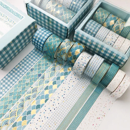 Kit 10 Washi Tapes Azul do Mar