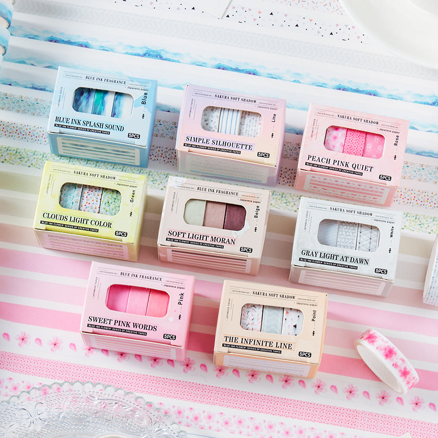 Kit 5 Washi Tapes Estampas Divertidas