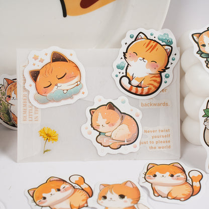 Adesivo na Caixinha Gatos Laranja - 44 adesivos decorativos
