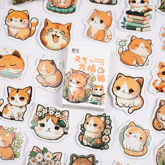Adesivo na Caixinha Gatos Laranja - 44 adesivos decorativos