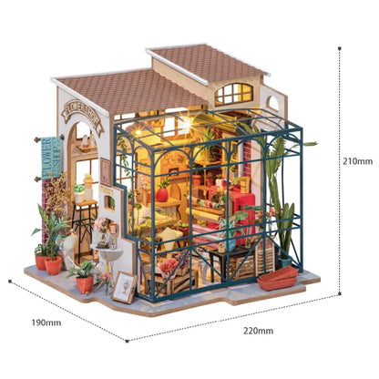 Modelo em miniatura DIY de uma floricultura para construir