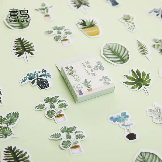 Adesivo na Caixinha Plantas Verdes - 44 adesivos decorativos