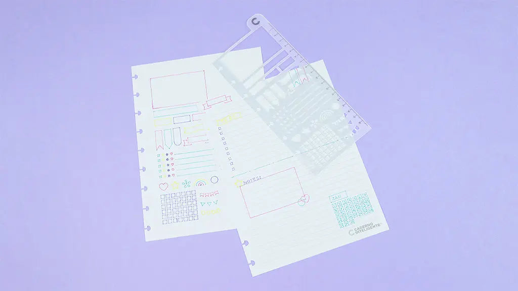 Régua Stencil Caderno inteligente Organizada