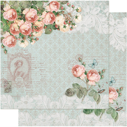 Folha scrap 30x30 Shabby chic rosas