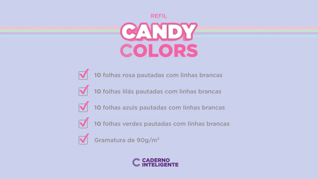 Refil Candy Colors Caderno Inteligente Linha Branca