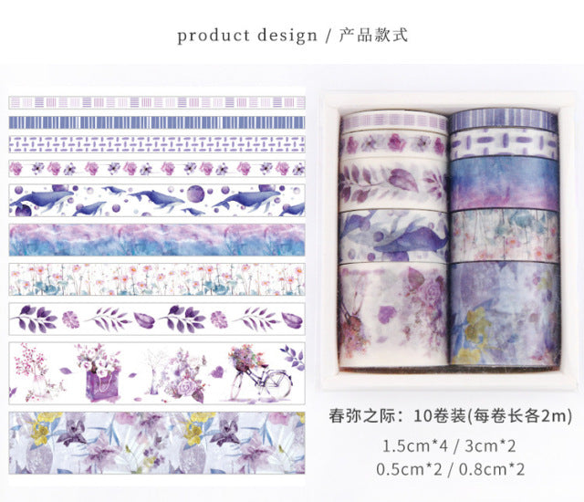 Kit Fitas Adesivas Washi Tape Flores