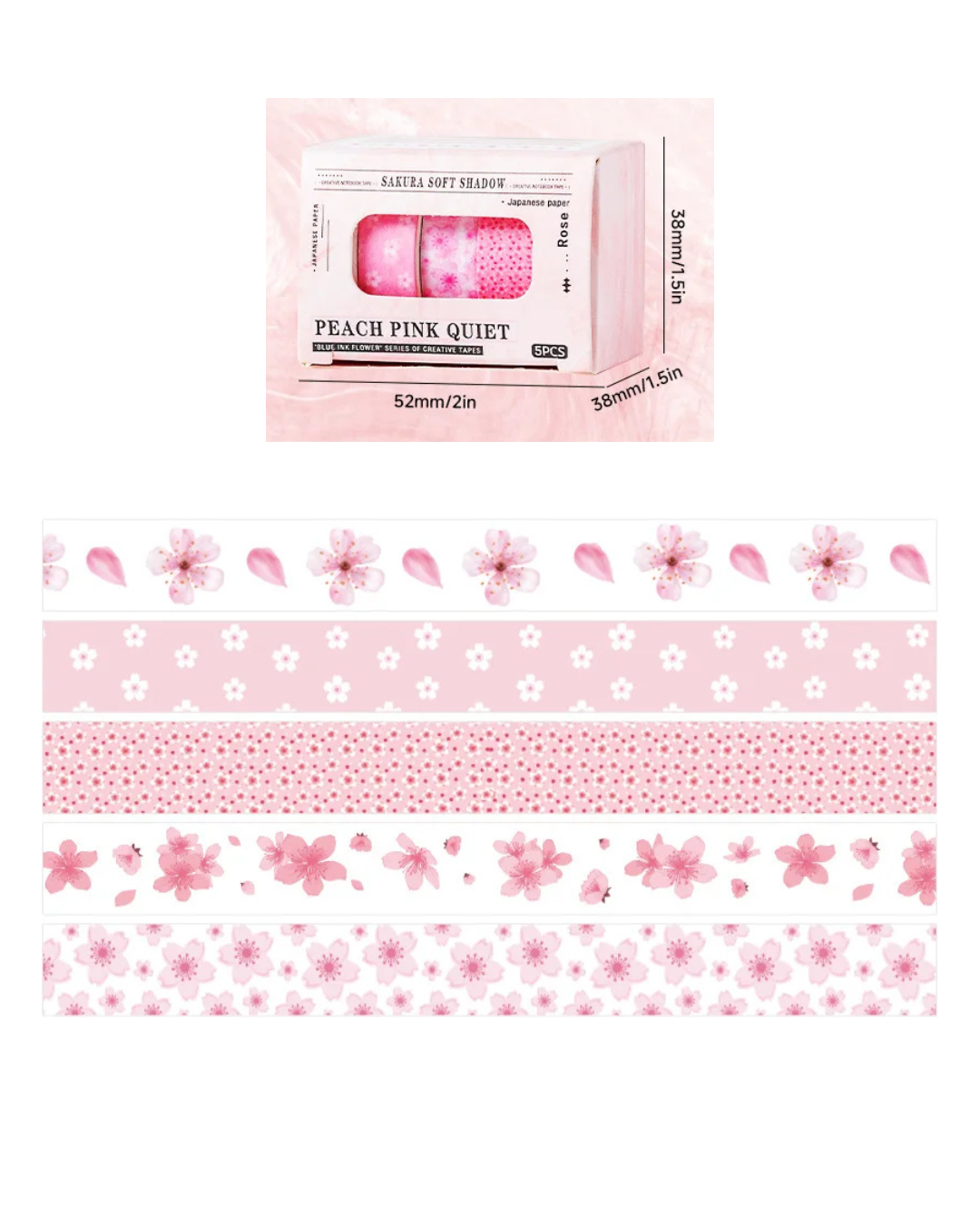 Kit 5 Washi Tapes Estampas Divertidas