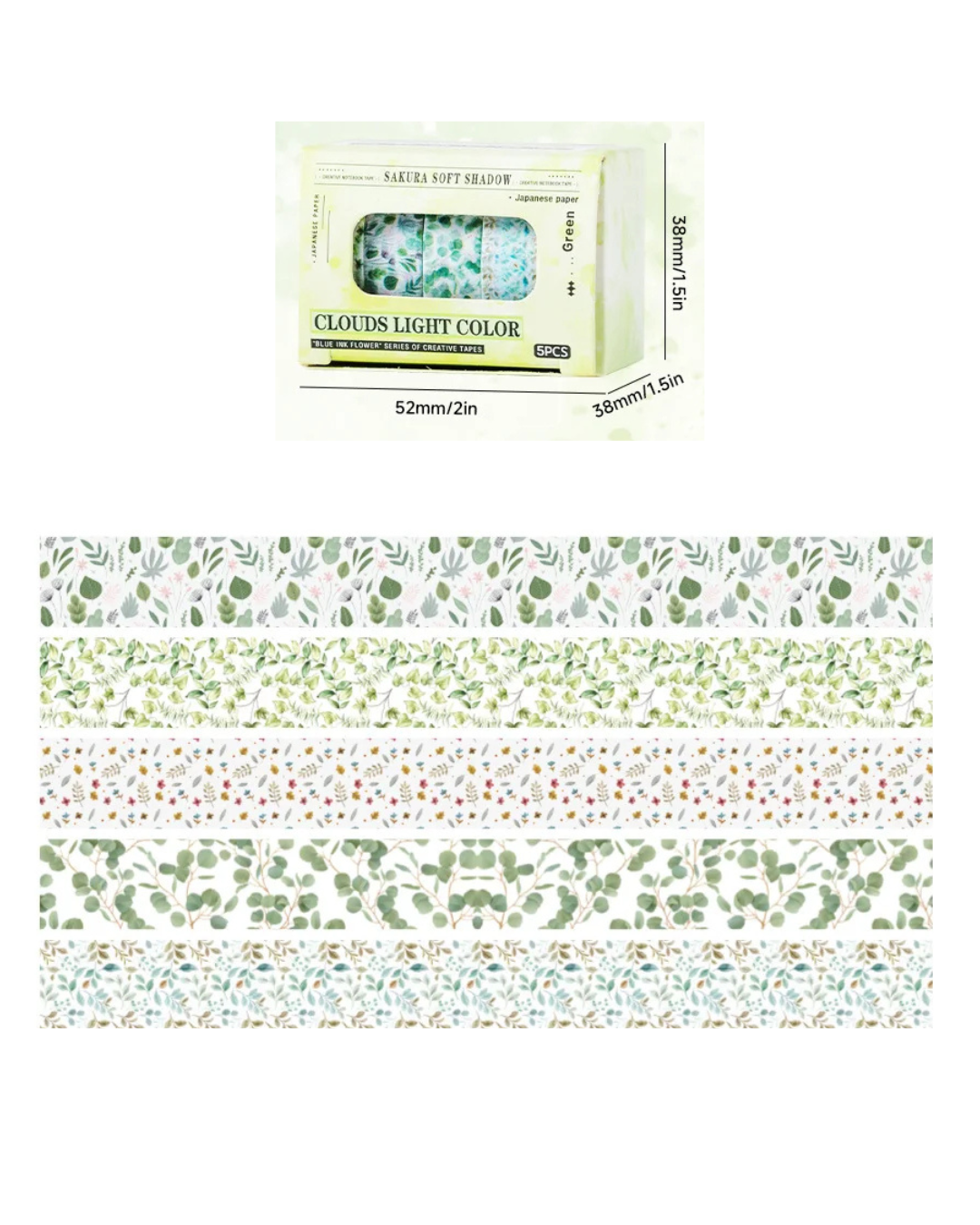 Kit 5 Washi Tapes Estampas Divertidas