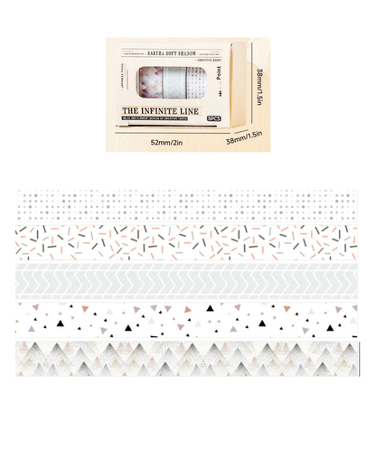Kit 5 Washi Tapes Estampas Divertidas