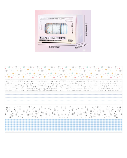 Kit 5 Washi Tapes Estampas Divertidas