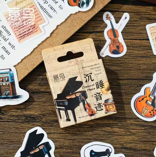 Adesivo na Caixinha Instrumentos Musicais - 44 adesivos decorativos