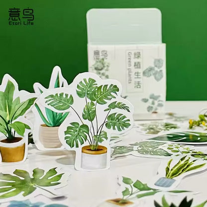 Adesivo na Caixinha Plantas Verdes - 44 adesivos decorativos