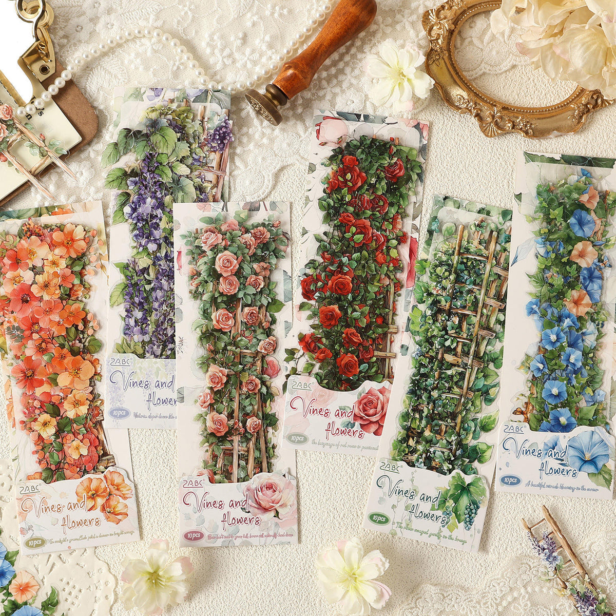 Adesivos em tiras flores amarradas