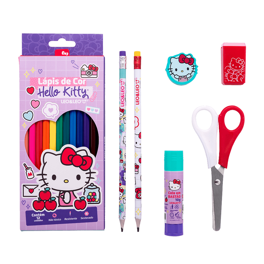 Kit Escolar Hello Kitty - 18 Itens - Leo & Leo