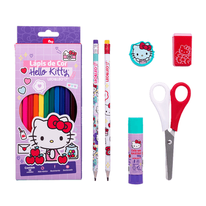 Kit Escolar Hello Kitty - 18 Itens - Leo & Leo