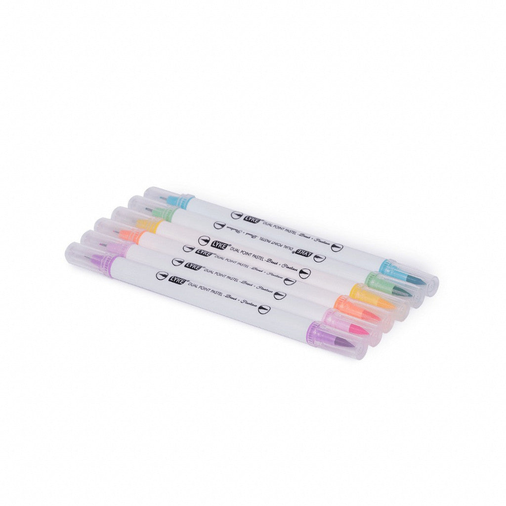 Marcador Dual point brush + fineliner 6 cores pastel - LYKE