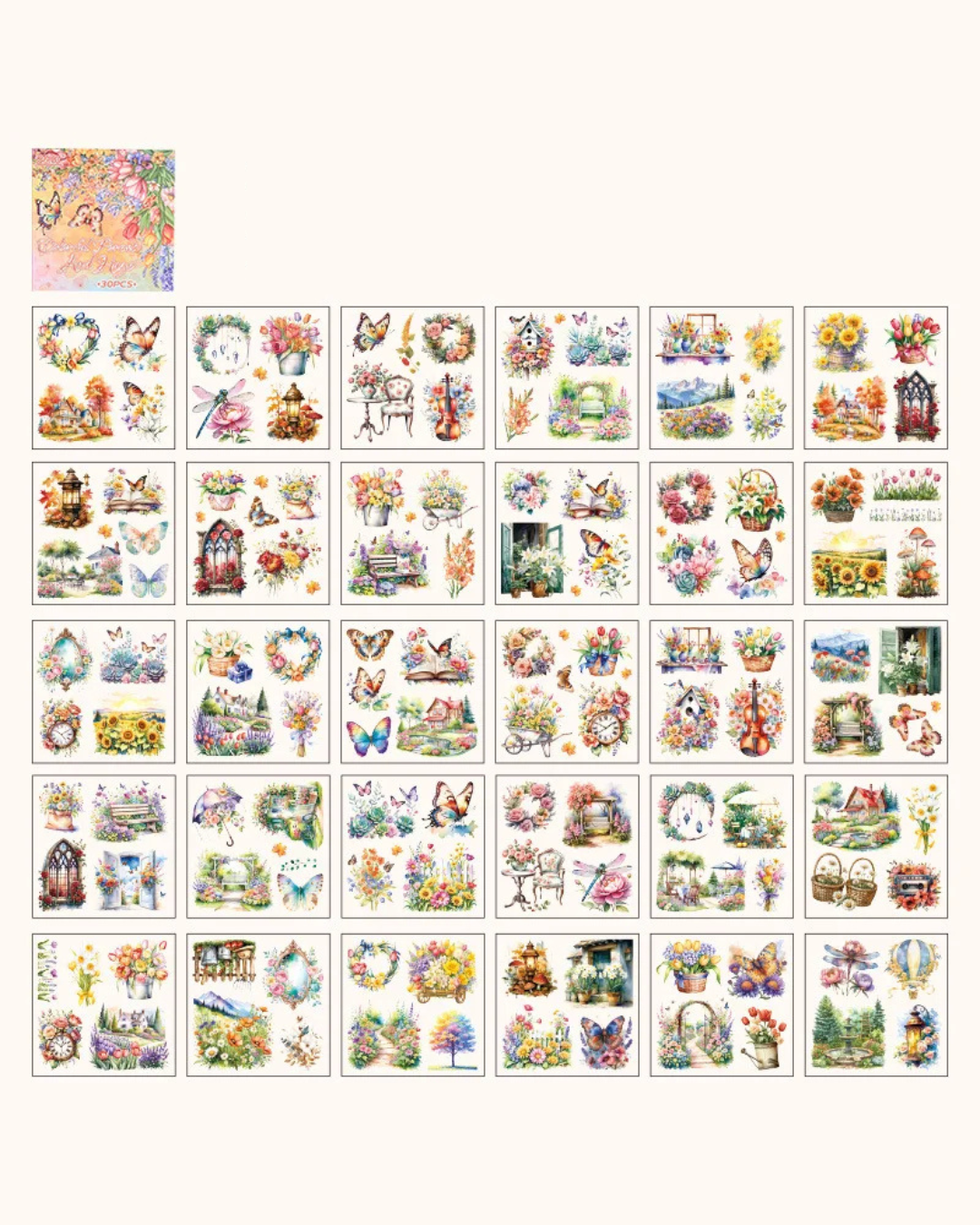 Livro de adesivos transparente O Jardim -  30 páginas