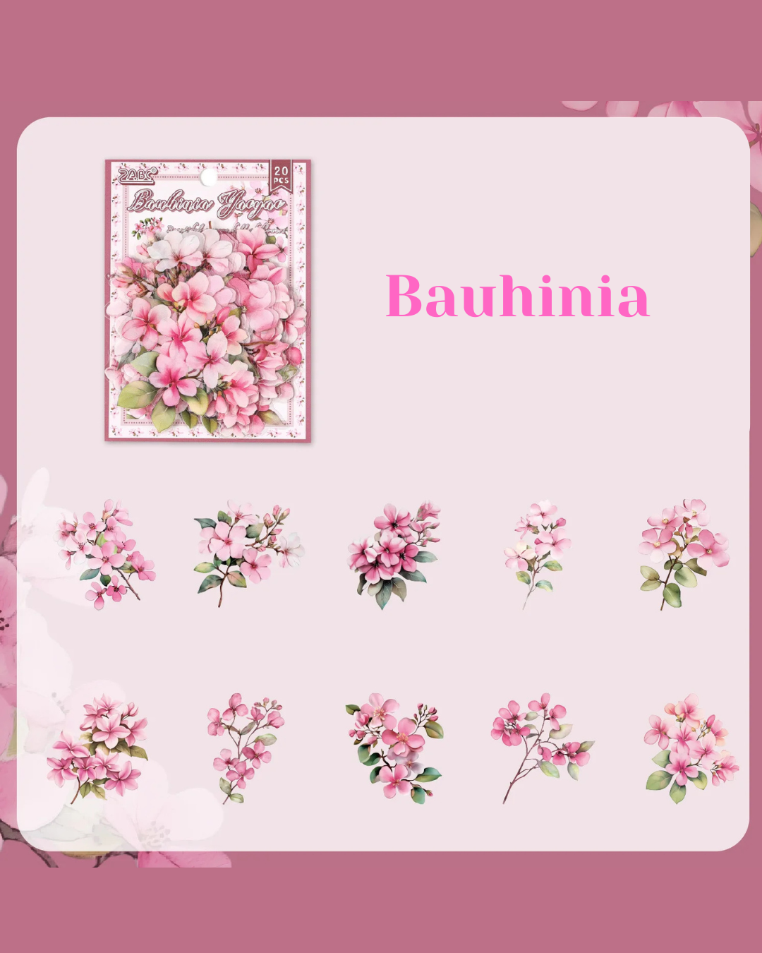 Adesivos Transparentes PET Flores Rosas