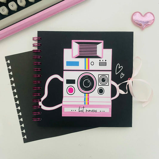 Scrapbook com 25 Folhas Pretas Polaroid