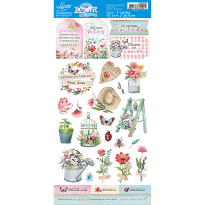 Apliques em Papel Recortado Die Cut Flores do Campo