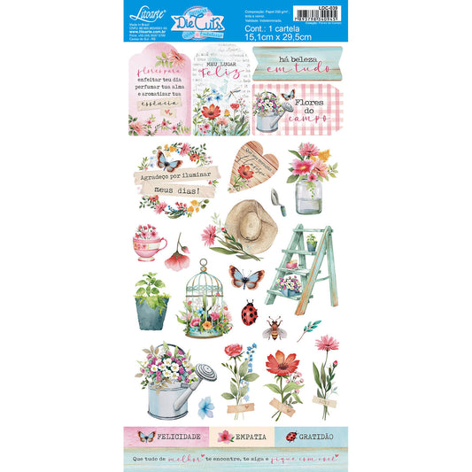 Apliques em Papel Recortado Die Cut Flores do Campo