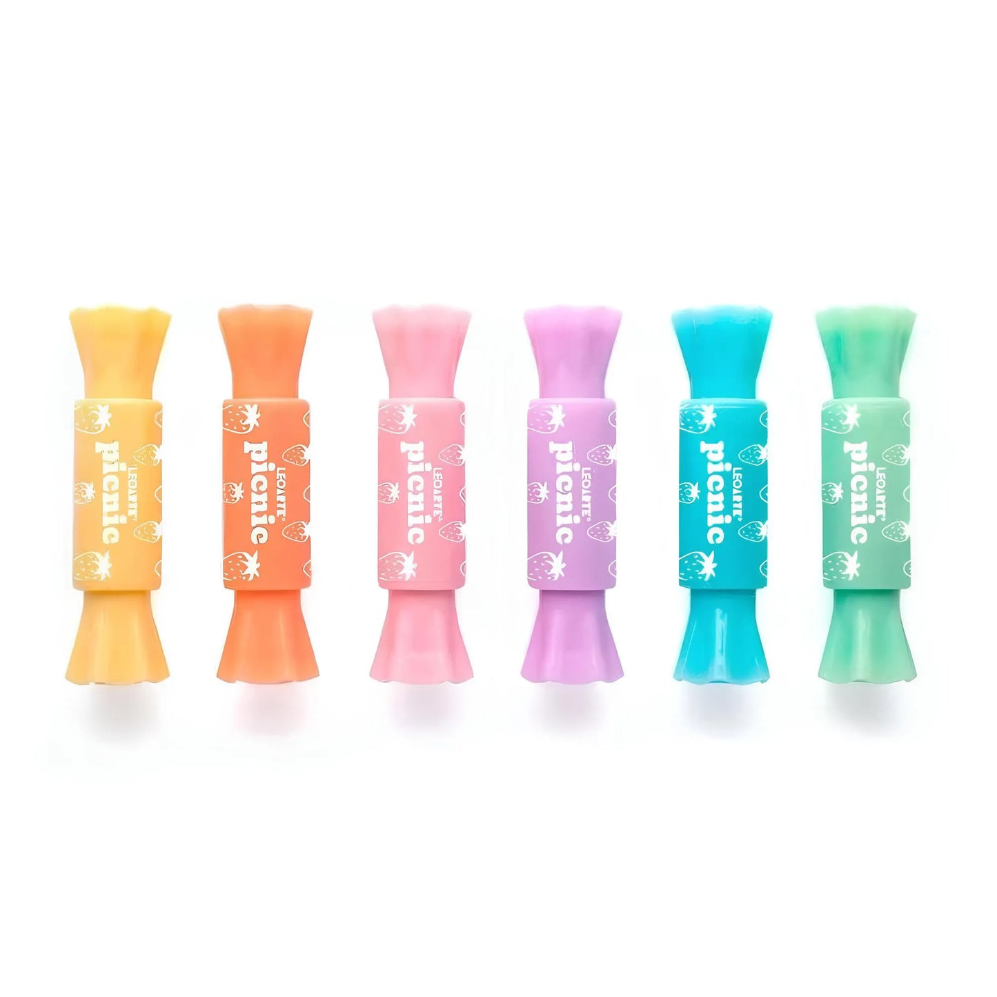 Kit 6 Mini Marca-Texto 2 em 1 Bombom Picnic - LeoLeo