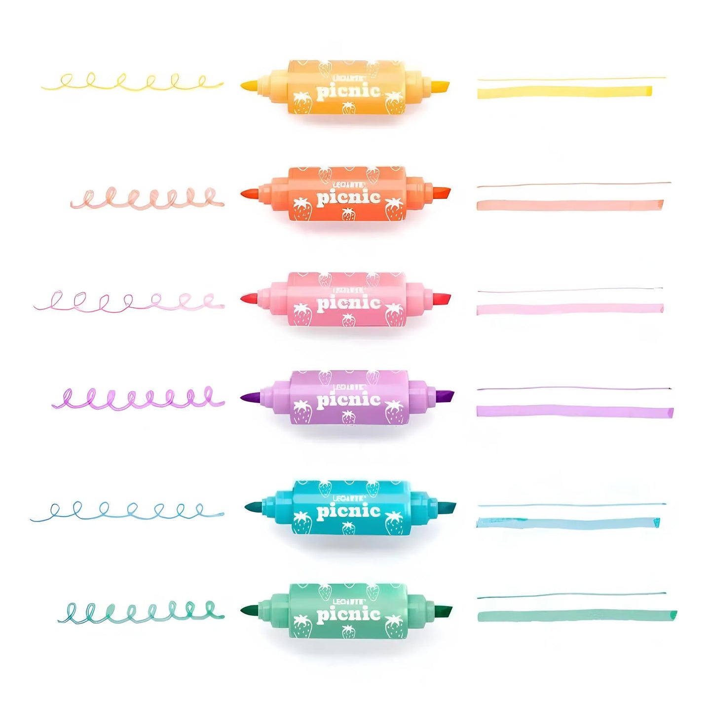 Kit 6 Mini Marca-Texto 2 em 1 Bombom Picnic - LeoLeo