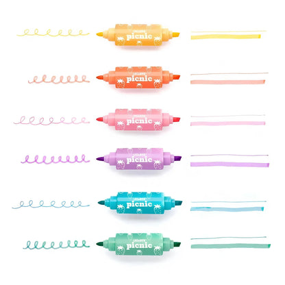 Kit 6 Mini Marca-Texto 2 em 1 Bombom Picnic - LeoLeo