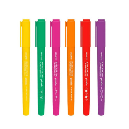 Kit 6 Marca Textos Ponta Dupla Carimbo Roller LEOARTE (LEONORA) - Picnic